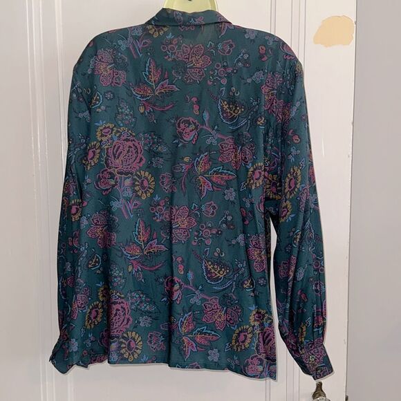 Vtg 80s/90s Sophisticates by Pendleton Green & Pink Paisley Rayon Shirt - Picture 6 of 9